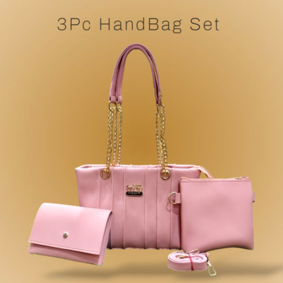 3pc Handbag Set Chain style – Pink