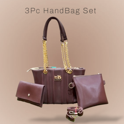3pc Handbag Set Chain style – Brovn